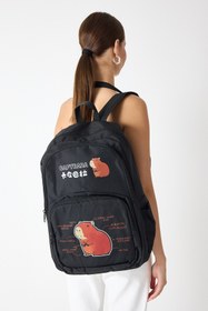 Resim Tonny Black Çocuk Unisex Siyah Sincap Baskılı Sırt Çantası 