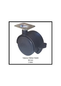 Resim Frenli, Tablalı, Mobilya Tekerleği, 50 Mm, Ofis Koltuk, Dolap, Etejer, 360 Derece Döner Siyah 