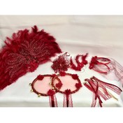 Resim GÜRLEK TEKSTİL Bordo 37 Parça Lüks Kına Gecesi Kına Malzemeleri Seti GRLK 