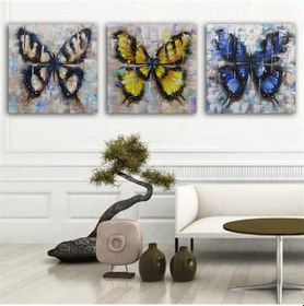 Resim Kanvas Tablo Kelebekli 3 Parça Set 55 