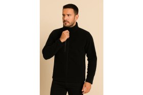 Resim Unisex Lacivert Anti-Pilling Tüylenme Yapmayan Standart Fit Tam Fermuarlı Soğuk Geçirmez Polar Hırka 