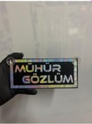 Resim Siyah Renk Üzeri Hologram Renk Mühür Gözlüm Yazılı Vantuzlu Cam Süsü 