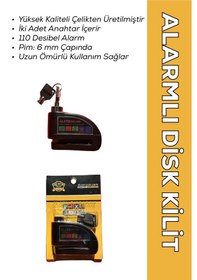 Resim 110 Db Siyah Motosiklet Alarmlı Disk Kilidi 6 Mm Pim Disk Kilidi 