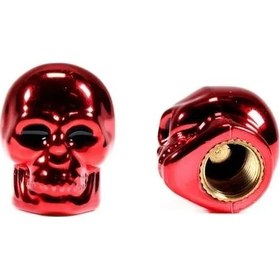 Resim Dianziye Kırmızı Kafa Figürlü Tekerlek Ventil Kapağı, 2 Adet, Plastiği İle Yapılmış, Çamurlardan Ve Nemden Koruma, Motosiklet-bisiklet-araç Uyumlu 