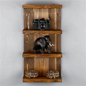 Resim Shark Dekorjinal Masif Ahşap Raf Raf 