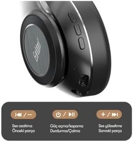 Resim Zipax Galaxy A52, A52s, A53, A54, A55, A07, A17 ile Uyumlu Kafaüstü Bluetooth Kulaklık BH71, Siyah 