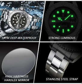 Resim Poedagar Lüks Erkek Kol Saati Işıklı Su Geçirmez Tarih Erkek Saati Paslanmaz Çelik Erkek Quartz Saatler Günlük Erkek Saati Gümüş - Beyaz 