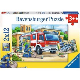 Resim Ravensburger 2x12 Parça Polis ve İtfaiye Çocuk Puzzle 75744 