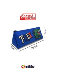 Resim T-rex Tasarımlı Pvc Kalem Kutusu Dayanıklı Silikon Yapı, Çocuklar İçin Şık Ve Kullanışlı Saklama Kutusu, Çevre Dostu Ve Uzun Ömürlü Lacivert 