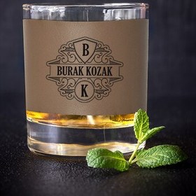 Resim Kişiye Özel Premium Vizon Deri Kaplama Viski Bardağı 