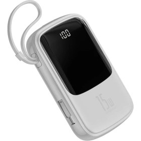 Resim Baseus Q pow 3A Dijital Gösterge 10.000 mAhmAh Power Bank + Lightning Şarj Başlık PPQD-B02 Beyaz 