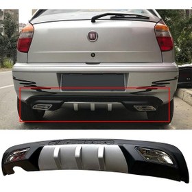 Resim Fiat Palio Uyumlu Difüzör Difizör Gri + Kare Egzoz Görünüm C Tip 