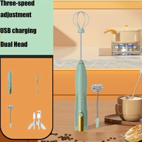 Resim Çok Yönlü USB Şarj Edilebilir Elektrikli Süt Köpürtücü & Çırpıcı - 3 Hız, Krem, Pişirme, Kahve, Sıcak Çikolata & Daha Fazlası için Çift Paslanmaz Çelik Çırpıcılar 