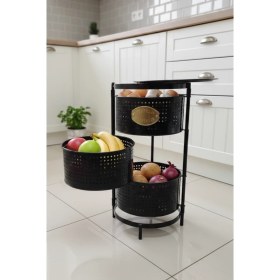 Resim Orvila Metal Sebzelik Tepsili Açılır Patates Soğan Meyvelik Sepeti Rafı 