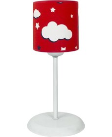 Resim Şenay Aydınlatma Çocuk Odası Silindir Kumaş Abajur-Kırmızı Bulut 