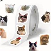 Resim GUTBD 500 adet Kedi Etiket Rulosu - Karikatür Hayvanlar İfade Kendinden Yapışkan Etiketler, Dekoratif Mektup Mühürleri, DIY Projeleri için Yapıştırma Bantı, Öğrenciler için Uygun 