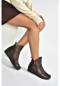 Resim Fox Shoes V324200303 Kahverengi Hakiki Deri Dolgu Tabanlı Kadın Bot Kahverengi-hakiki Deri 