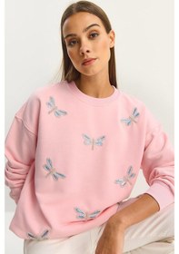 Resim Shade Kadın Bisiklet Yaka Yusufcuk Taş İşlemeli Relaxed Sweatshirt 1558 60283660 - Şeker Pembe 