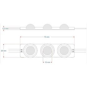 Resim 12 Volt 3 Watt 3 Lensli 4000k Naturel Beyaz 3030 Smd Led Modül Ip65 10 Adet Modül 