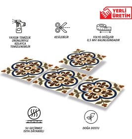 Resim Tink Kendinden Yapışkanlı Banyo Mutfak Kaplama Fas 05 Desenli Pvc Karo 30X30 cm (56 Adet) 5m2 