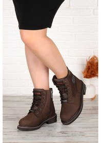 Resim Harley Davidson Jim Nubuk Deri Kadın Motorcu Bot Ayakkabı Kahvere Kahverengi 