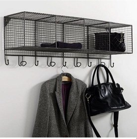 Resim Wessdizayn 9 Kancalı Metal Duvar Askılığı 4 Gözlü Antre Duvar Rafı Wd-209 Siyah 