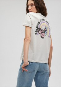 Resim Mavi - Kelebek Baskılı Gri Tişört 1612392-70080 Gri 