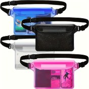 Resim 1 adet Büyük Kapasiteli Bel Çantası, 3 Katmanlı Mühürlü Dokunmatik Ekranlı Telefon Kılıfı, Moda Seyahat Organizatörü, Suya Dayanıklı PVC, Rahat Stil, Ayarlanabilir Omuz Askısı, Çıtçıtlı Kapatma, Astarsız, Hafif, Dışarı Çıkmak İçin - Güvenli ve Kuru Mobil Depolama 