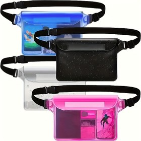 Resim 1 adet Büyük Kapasiteli Bel Çantası, 3 Katmanlı Mühürlü Dokunmatik Ekranlı Telefon Kılıfı, Moda Seyahat Organizatörü, Suya Dayanıklı PVC, Rahat Stil, Ayarlanabilir Omuz Askısı, Çıtçıtlı Kapatma, Astarsız, Hafif, Dışarı Çıkmak İçin - Güvenli ve Kuru Mobil Depolama 