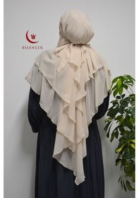 Resim 3 Katlı Şifon Sufle Pratik Şal BEj 