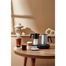 Resim Arzum OK0027 OKKA Rich Moka Pot Karıştırıcılı Metal İtalyan ve Türk Kahve Makinesi - Krom 5 Fincan 
