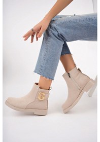 Resim Epaavm - Tokalı Bej Süet Kısa Kadın Bot - Slç011902 Bej 