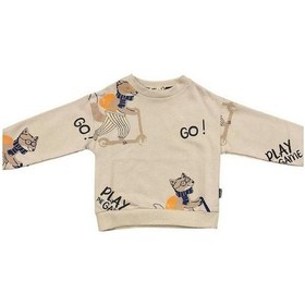 Resim Zekids Erkek Çocuk Go Yazılı Sweatshirt-14665 Taş 
