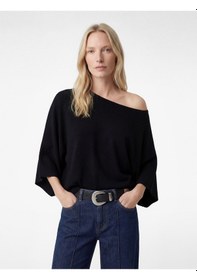 Resim Koton Uzun Yarasa Kollu Bisiklet Yaka Oversize Triko Panço Siyah 6wak90579ht Siyah 