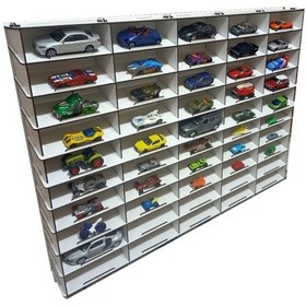 Resim EĞİMLİ DEKORATİF DUVAR AHŞAP ARABA RAFI (1/32 ÖLÇEK-50 ARAÇ) 