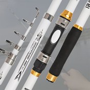 Resim Taşınabilir Teleskopik Olta Kamışı - Ayarlanabilir Balıkçılık Çubuğu 180.14cm-3.6 metre, Pürüzsüz Kılavuz Halka Gözü, Uzun Mesafe Atış için Hafif, Deniz ve Sazan Balıkçılığı İçin İdeal 