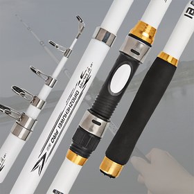 Resim Taşınabilir Teleskopik Olta Kamışı - Ayarlanabilir Balıkçılık Çubuğu 180.14cm-3.6 metre, Pürüzsüz Kılavuz Halka Gözü, Uzun Mesafe Atış için Hafif, Deniz ve Sazan Balıkçılığı İçin İdeal 