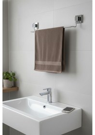 Resim Tekno Tel Ef-260 Krom Uzun Havluluk Yapışkanlı/vidalı Deliksiz Metal Banyo Havlu Barı Krom 