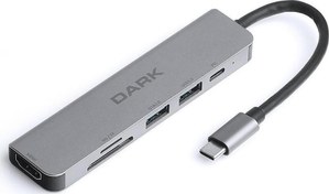 Resim DK-AC-U31X38 USB 3.1 Type-C 6 in 1 HDMI-TF SD Kart -USB 3.0 & USB 2.0-USB-C PD Çevirici HUB Dark