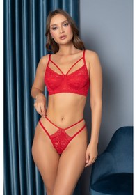 Resim Arona Kırmızı Bralet İç Çamaşır Takımı Kırmızı Sütyen Bralet Takımı Kadın İç Çamaşır Takımı Kırmızı 