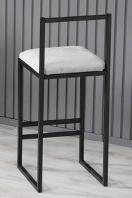 Resim Armadeko Nordic Bar Sandalyesi Bar Taburesi Siyah Metal Mutfak Sandalyesi Otel Cafe Sandalyesi Krem 