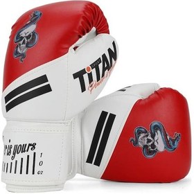 Resim Titan Sport Kırmızı Beyaz Yılan Kurukafa Desenli Boks Eldiveni Çok Renkli 