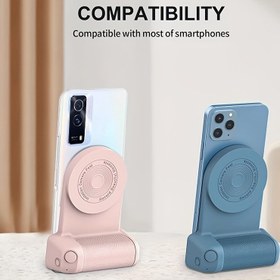 Resim Manyetik Snap Kamera Telefon Tutma - Ergonomik Tasarım, Ayarlanabilir Güç, Çoğu Akıllı Telefonla Uyumlu, Artan Kararlılık ve Rahat Çekim için Pembe ve Mavi Seçenekler, Sağlam Yapı 