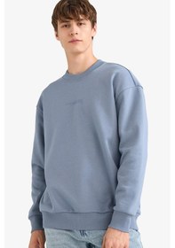 Resim Defacto Boxy Fit Bisiklet Yaka Baskılı Sweatshirt X8282az25augr171 Gri 
