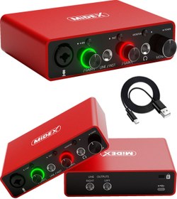 Resim Midex GLX-700RD Üst Segment Usb Stüdyo Ses Kartı 2 Giriş 2 Çıkış 24bit/192kHz 