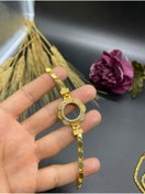 Resim Yıldız Gold İmitasyon 22 Ayar Altın Kaplama Arpa Zincirli Papatya Model Zirkon Taşlı Bileklik ( Çeyrek Altın Uyumlu ) 