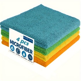 Resim 4 adet Mikrofiber Bez - Ultra Emici, Çizgisiz, Mutfak ve Banyo Yüzeyleri için Çok Amaçlı - Yumuşak, Dayanıklı, Hızlı Kuruyan, Modern Tasarım, Mutfak Temizlik Bezleri | Modern Mikrofiber | Hızlı Kuruyan Mikrofiber, Temizlik için Mikrofiber Bezler 