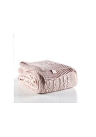 Resim Ca19001 Örgü Battaniye Pudra - Tek Kişilik Bej 