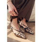 Resim Ozeras Saten Leo Desenli Kısa Topuklu Stiletto 