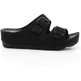 Resim Gönderi R Siyah Tokalı Dolgu Topuk Comfort Terlik Siyah 